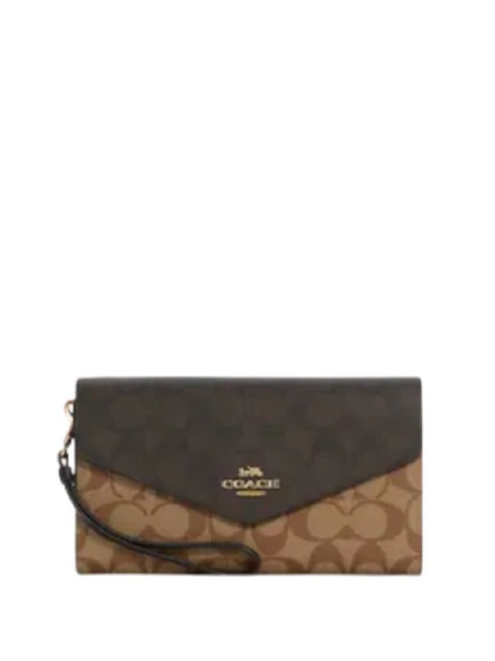 Coach Brown and Dark Brown Signature Wristlet Clutch